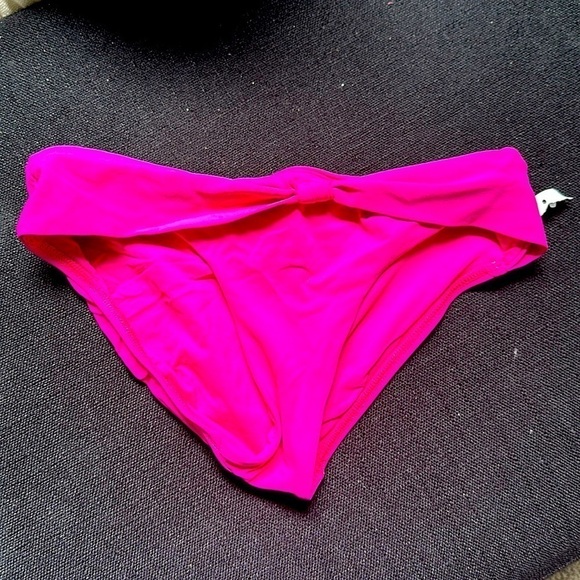 Bikini Bottom Hot Pink Small Robin Piccone Women's Olivia Knot Front Hipster - Picture 1 of 15